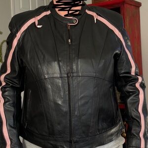 Women’s leather motorcycle jacket